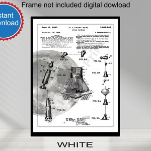 PRINTABLE NASA Space Capsule Patent Print Art 1963 Aerospace Scientist Gift Decor Retro Space Vintage