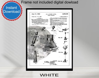 PRINTABLE NASA Space Capsule Patent Print Art 1963 Aerospace Scientist Gift Decor Retro Space Vintage
