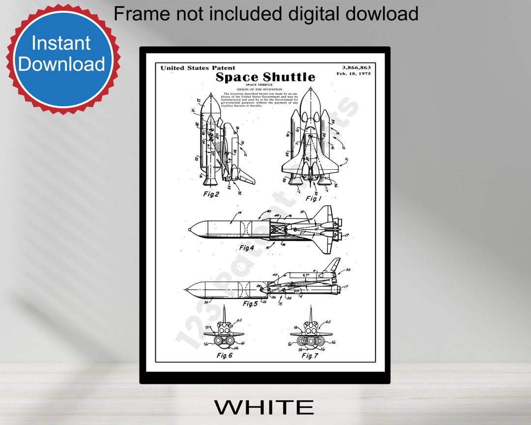 PRINTABLE NASA Vintage Space Shuttle Patent Print Art 1975, Kids Room ...