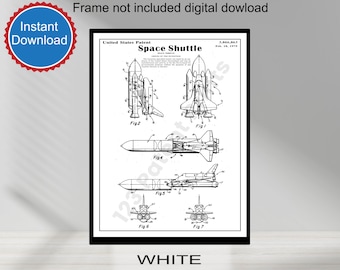 PRINTABLE NASA Vintage Space Shuttle Patent Print Art 1975, Kids Room Space Poster Decor, Wall Art, Aerospace Scientist Gift