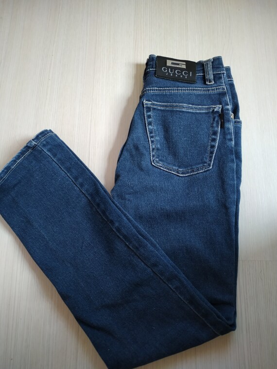 Ya que Viaje marco XS Vintage Denim Gucci Mujer Jeans azul Algodón Pantalones - Etsy México