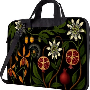 Botanical Floral Laptop Bag with Strap, 13 14 15.6 Inch Shoulder Work Tote, Laptop Shoulder Bag, Briefcase for Women