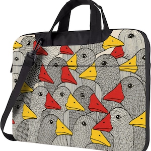 Bird Pattern Laptop Bag, Quirky Artistic Laptop Sleeve With Strap, Laptop Computer Bag, Laptop Shoulder Bag, Gift For Students