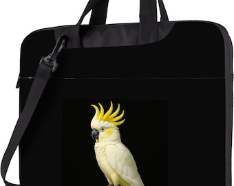 Cockatoo Laptop Bag Yellow Parrot Bird Print Shoulder Case with Strap, 13 14 15.6 Inch Shoulder Work Tote, Laptop Shoulder Bag, Briefcase