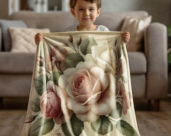 Coperta In Pile 3D Floreale Rosa Botanico - Stampa Romantica Per Letto Divano - Vari Taglie - 2