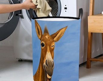 Laundry Basket Round Hamper with Handles Large Waterproof Foldable Fabric Bag Collapsible Tall Laundry Bin for Bedroom Nursery Dorm