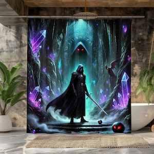 Dark Fantasy Shower Curtain - Waterproof Fabric Bath Curtain - Gothic Bathroom Decor
