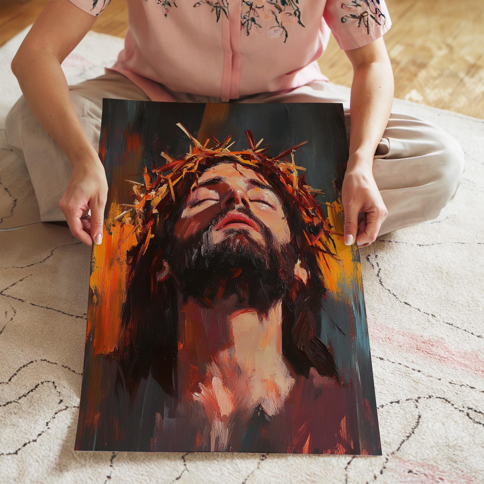 Jesus Crown of Thorns Wall Art Print, Christian Religious Painting ...
