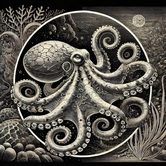 Set di tende da doccia in tessuto con polipo, per doccia, motivo: oceano, Kraken, a forma di polpo e tentacoli, stile retrò, per bambini, marine, impermeabili, 150 x 201 cm