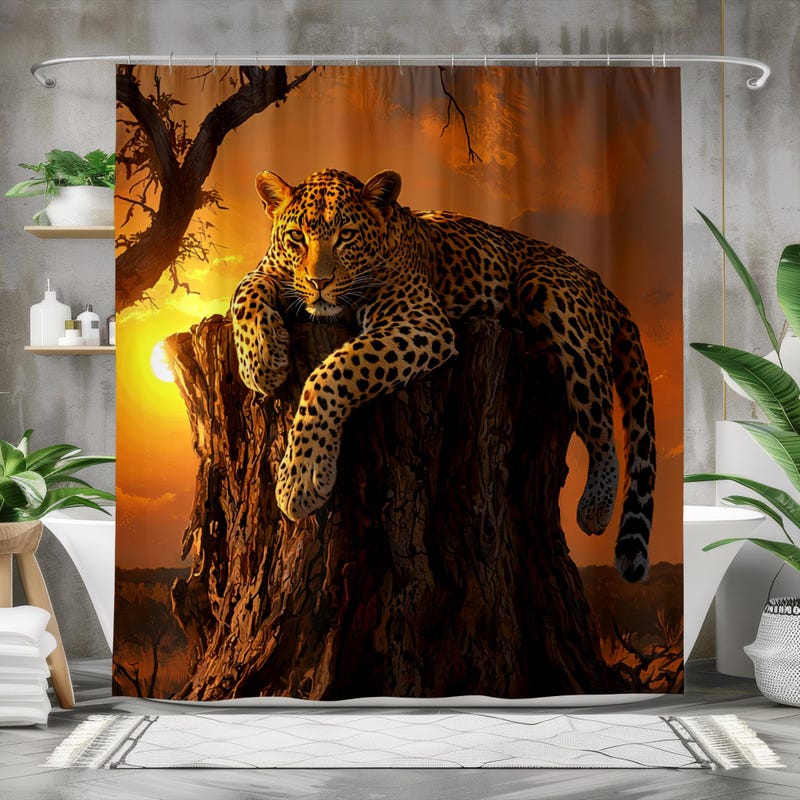 Lion King Africa Graffiti Shower Curtain Bold Text and Neon Colors TS04 main image 1