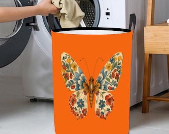 Floral Butterfly Laundry Basket, Laundry Organizer Baskets, Decorative Laundry Basket, Bedroom, or Toy Storage