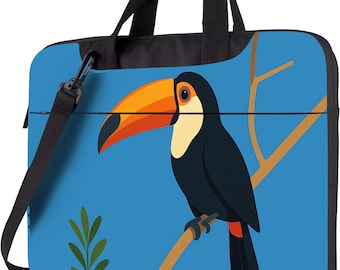Toucan Laptop Bag, Tropical Bird Print, 3-in-1 Laptop Sleeve with Strap