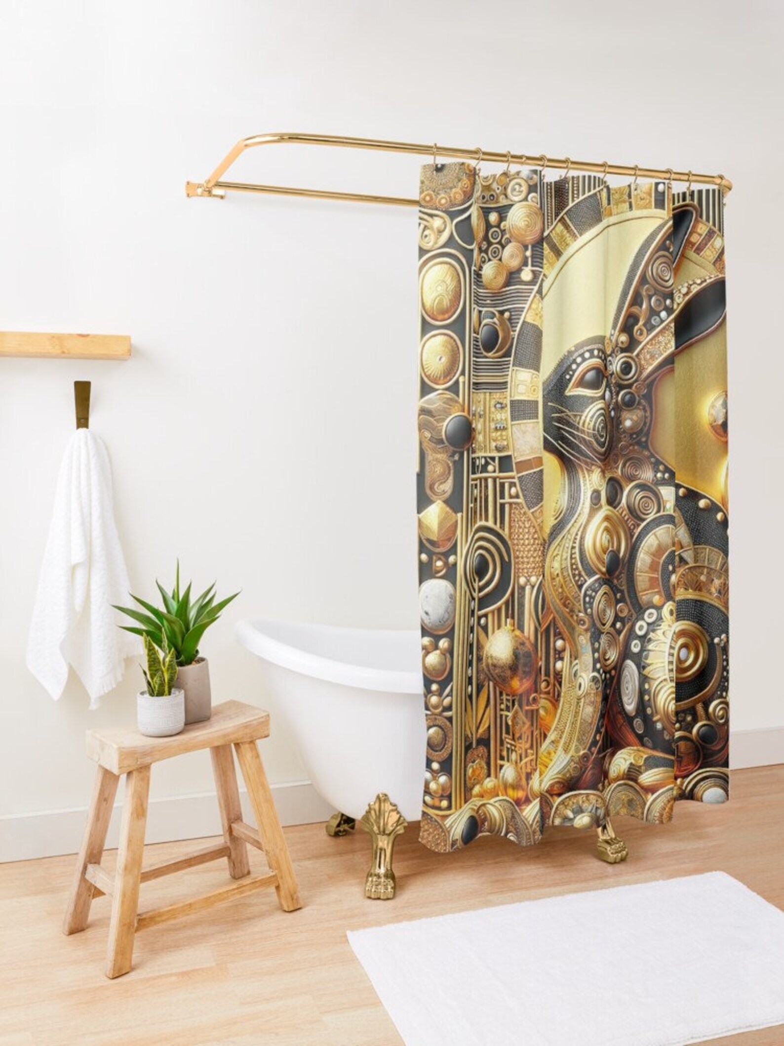 Steampunk Mechanical Rabbit Shower Curtain Abstract Clockwork Hare ...