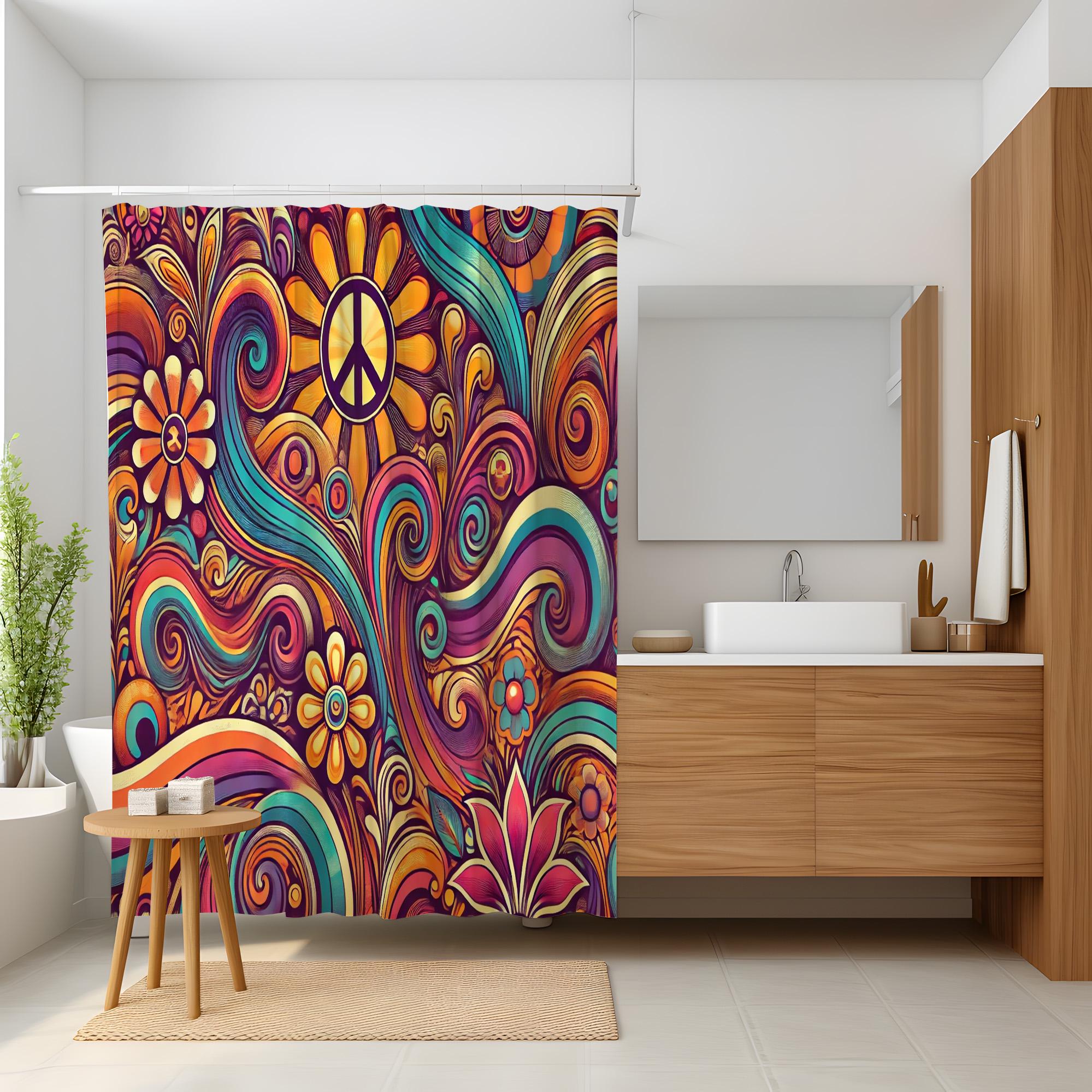MESHELLY Retro Duschvorhang Kariert 152x183 Cm - Buntes Schachbrettmuster, Wasserdicht, Mit 12 Haken