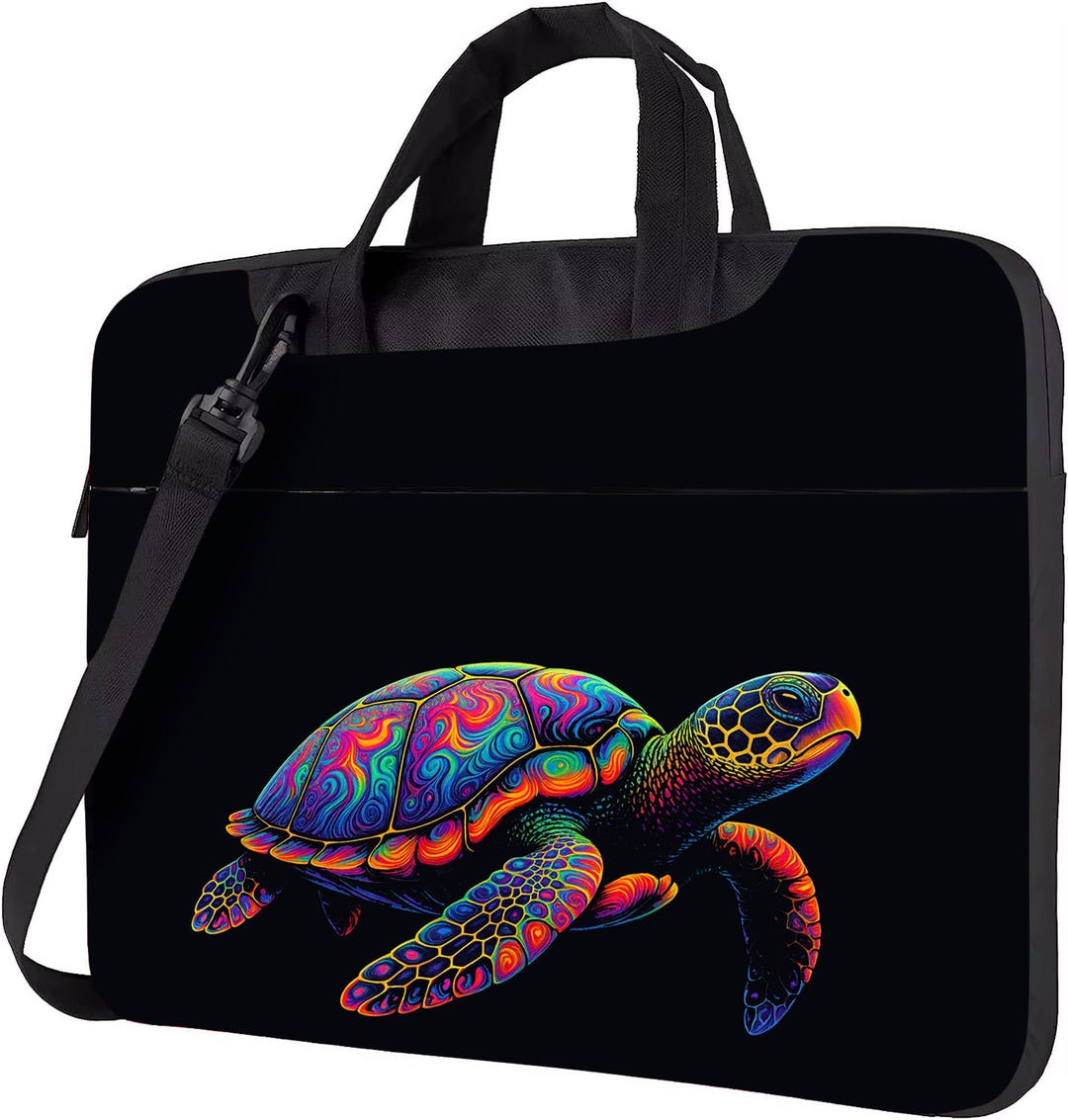 Computer Bag Turtle Psychedelic Turtle Laptop Bag – Colorful Sea Turtle Shoulder Tote - Etsy