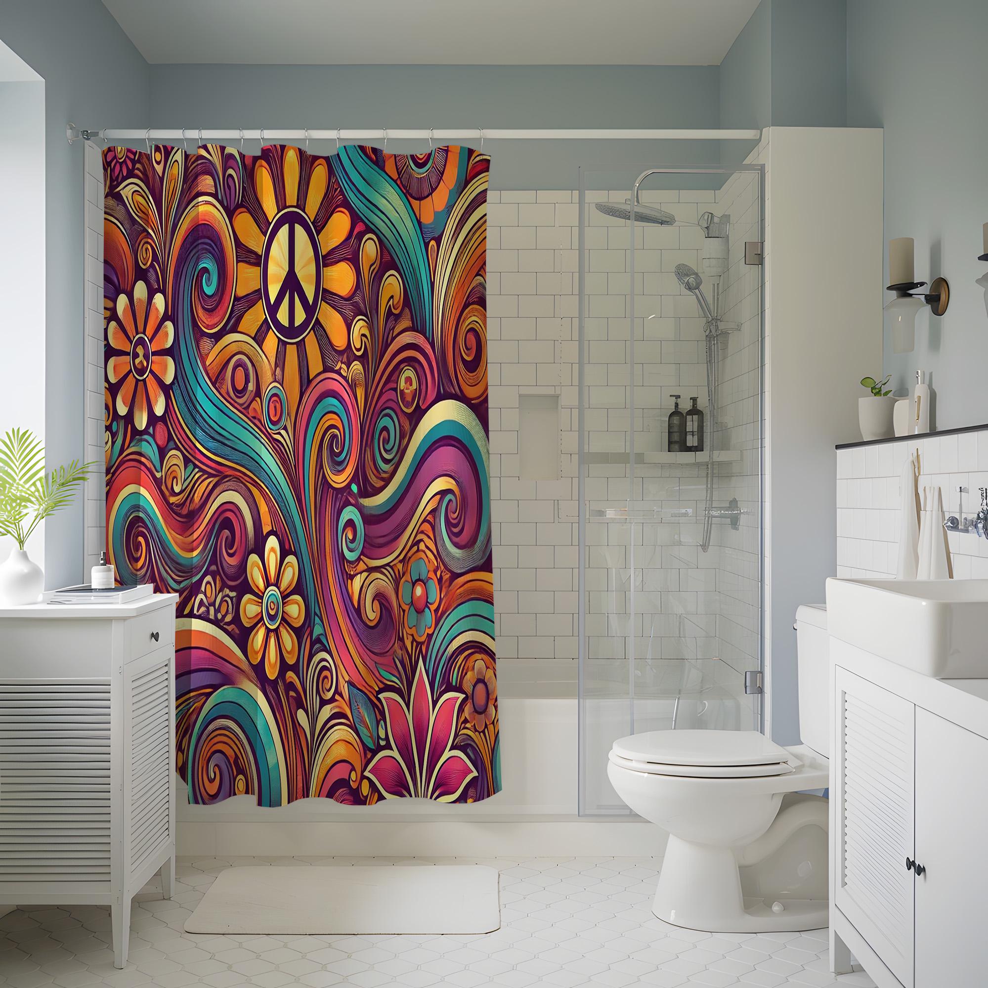 MESHELLY Retro Duschvorhang Kariert 152x183 Cm - Buntes Schachbrettmuster, Wasserdicht, Mit 12 Haken