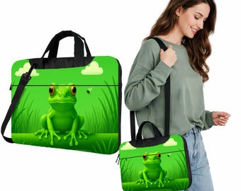 Minimalist Canvas Laptop Tote Bag with Shoulder Strap, Multi-Pocket Work Travel Briefcase 13–15 Inch