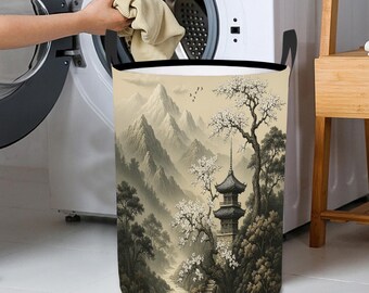 Laundry Basket Round Hamper Laundry Basket Fabric Bag Large Capacity Collapsible Freestanding Waterproof Machine Washable Basket