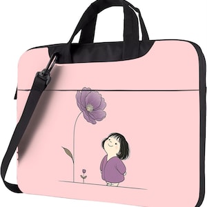 Cute Girl Laptop Bag – Pink Floral Laptop Tote for Women, Laptop Shoulder Bag, Work or Student Gift, Laptop Case, Gift for Her