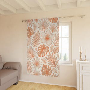 Tropical Floral Window Panels, Boho Home Decor, Living Room Curtains, Beach House Accessory, Stylish Window Treatment