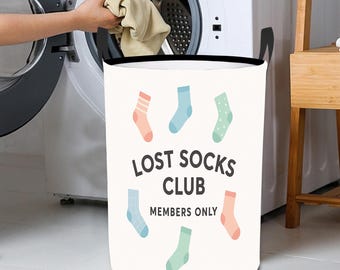 Lost Socks Club Wäschekorb mit Griffen, Wäsche Organisator Körbe, Dekorativer Wäschekorb