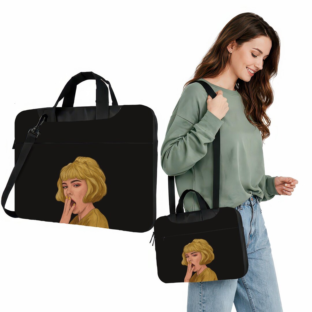 Funny Pop Art Laptop Bag – Yawning Girl Aesthetic Briefcase - Etsy