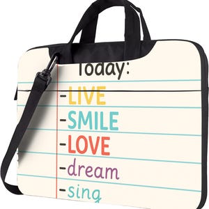 Positive Vibes Laptop Sleeve – Live Smile Love Dream Sing Motivational Quote Bag, Bright Daily Reminder Gift, Colorful Uplifting Case