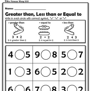 Kindergarten Math Worksheets : Numbers 1-10 Comparing Numbers Distance  Learning