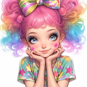 Imágenes prediseñadas de chica peculiar, imágenes prediseñadas de chica linda, archivos JPG de acuarela, imágenes PNG peculiares, caprichosas, diario basura de fantasía, álbum de recortes, payaso