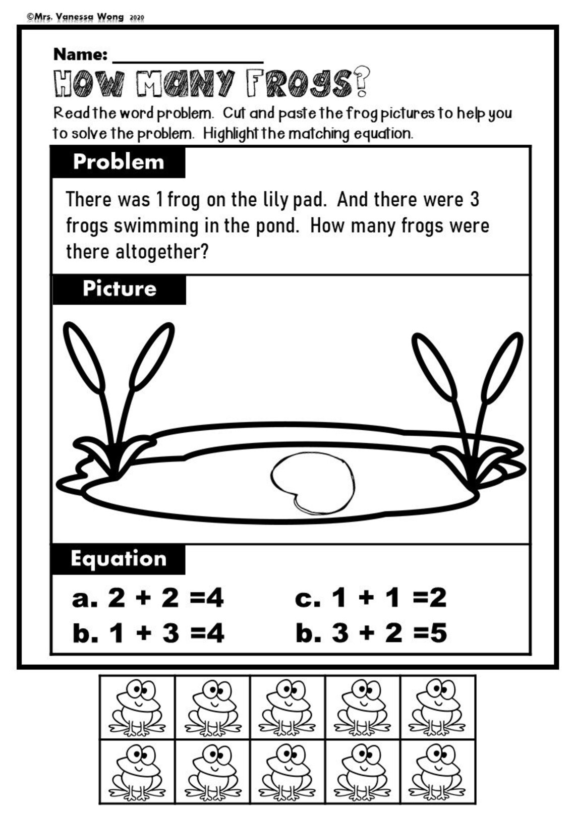 Kindergarten Math Worksheets. Addition Word Problems. - Etsy
