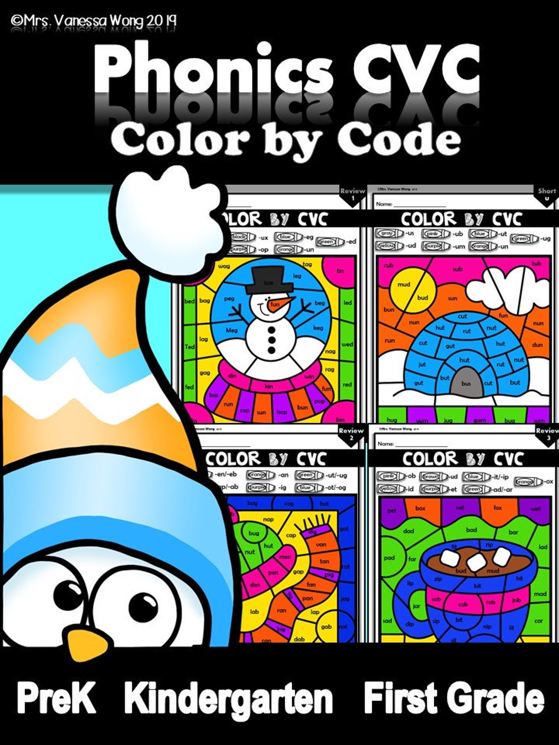 Phonics Worksheets-cvc Color by Code. Winter Theme. - Etsy