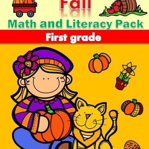 First grade worksheets.  Fall math and literacy no prep
