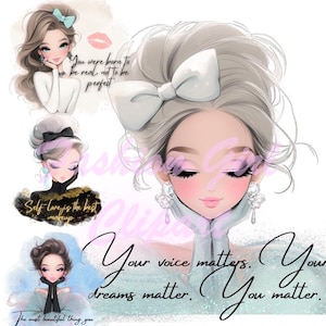 Clipart fille à la mode, jolie fille des cliparts, JPG aquarelles, clipart fantaisiste original, journal indésirable fantastique, aquarelle des cliparts original
