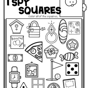 Shapes Worksheets Bundle: Preschool Kindergarten Math Activity (PDF Pattern)