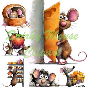 Clipart original de souris | Clipart original aquarelle | Clipart drôle de souris | Clipart animaux | Décorations originales | Art mural original | Souris mignonne
