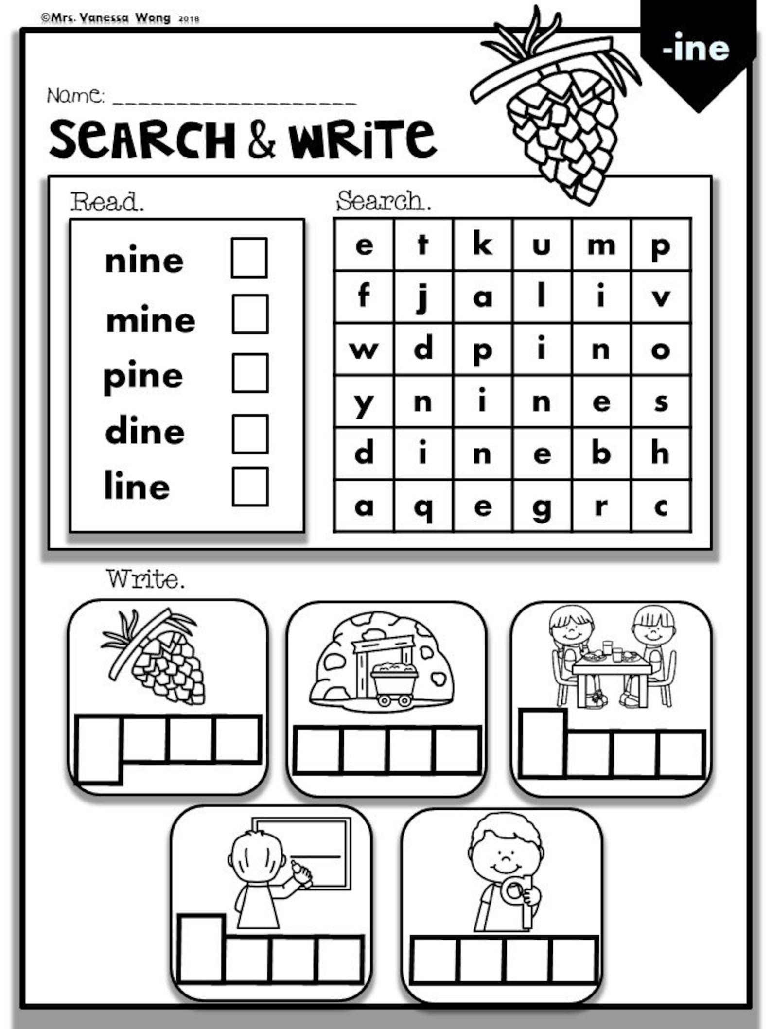 Phonics CVCE Long Vowels Search & Write Kindergarten/First | Etsy