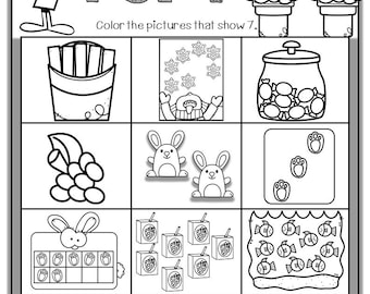 Kindergarten Math Worksheet: Numbers 1-10 I Spy (PDF Pattern)