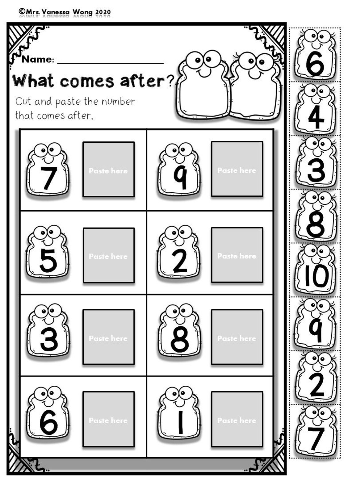 Kindergarten Math Worksheets Numbers 1 10 Number Order Etsy