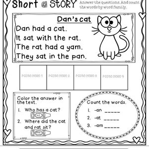 Phonics Short Vowel Activities and Worksheets Short A