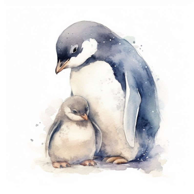 Penguin Clipart, Watercolor Penguin Clipart, Penguins PNG for ...