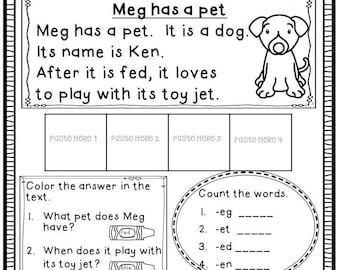 Phonics Short Vowel Activities and Worksheets Short E