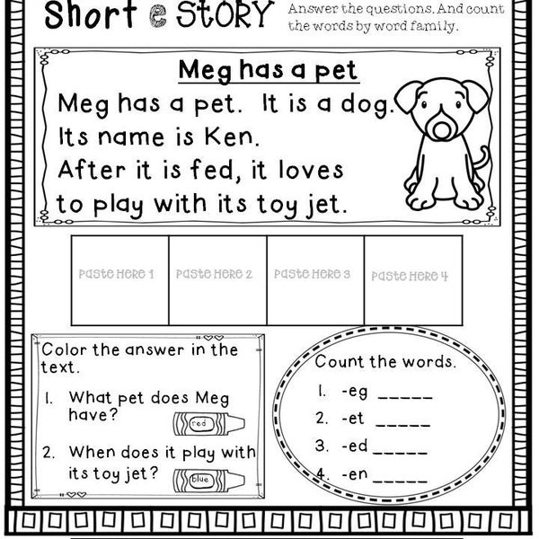 Phonics Short Vowel Activities and Worksheets Short E