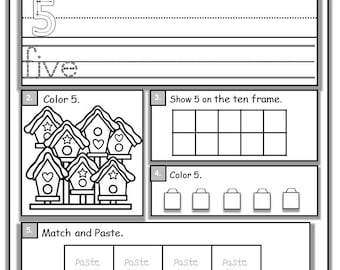 Kindergarten Math Worksheets : Numbers 1-10 Number Words - Etsy