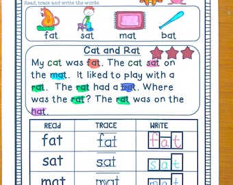 Phonics reading comprehension passages and activities Short Vowel