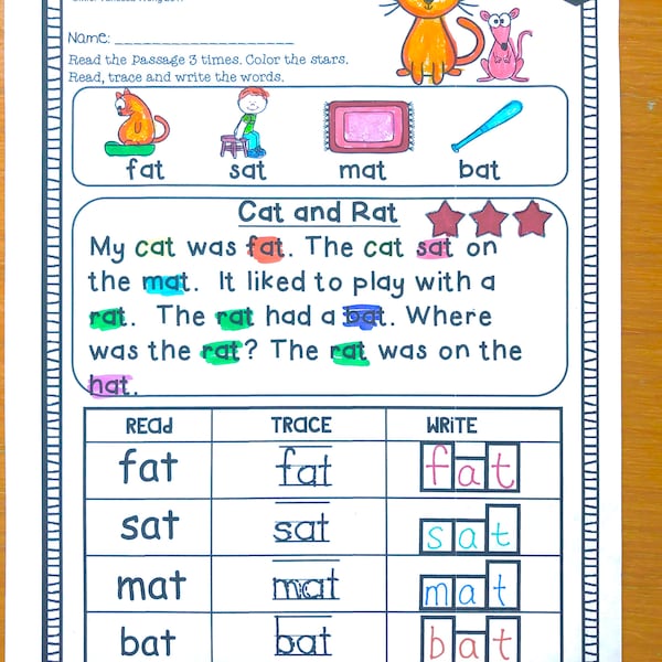 Phonics reading comprehension passages and activities Short Vowel