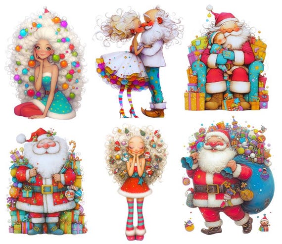 風変わりなサンタのクリップアート：面白いクリスマスのイラスト