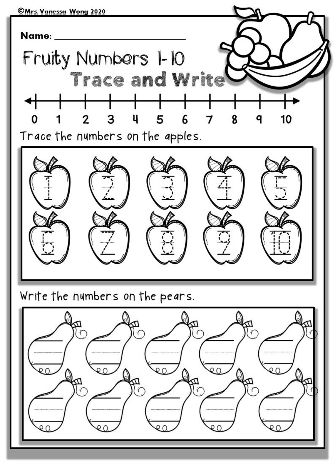 Kindergarten Math Worksheets Numbers 1 10 Number Order Etsy
