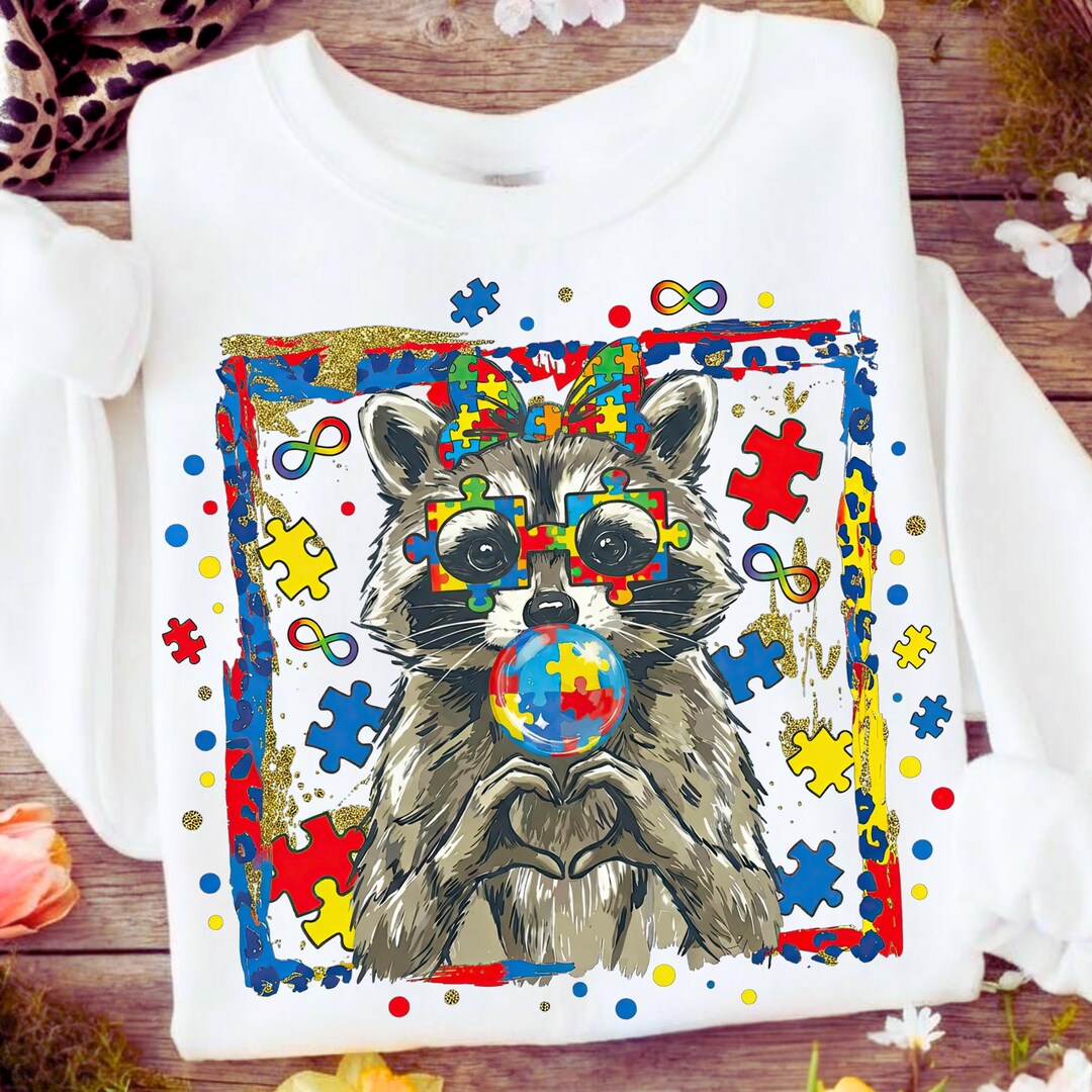 Autism Raccoon PNG, Autism Acceptance Shirt Design (instant Download ...