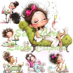 Clipart de garota peculiar, Clipart de garota fofa, Clipart peculiar e caprichoso, Clipart peculiar em aquarela, Clipart de garota fashion, Clipart de autocuidado