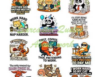 Sarcastic Cartoon Stickers: Quirky Humor Clipart (PNG Digital Download)